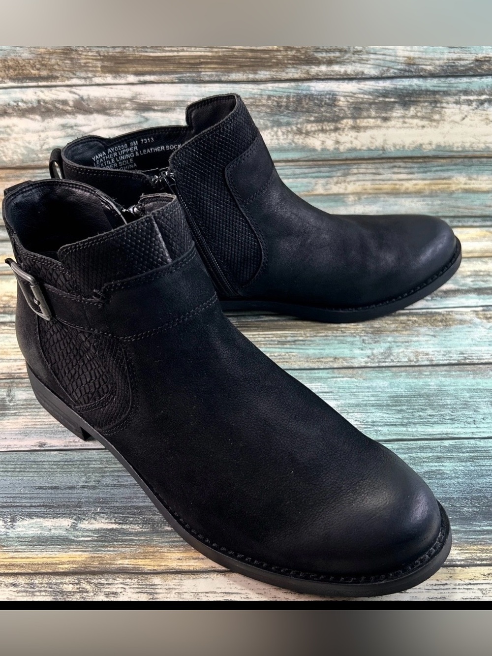 ABEO Bio System Ankle Boot 8M Orthotic Arch Support Block Heel Zip Black Leather